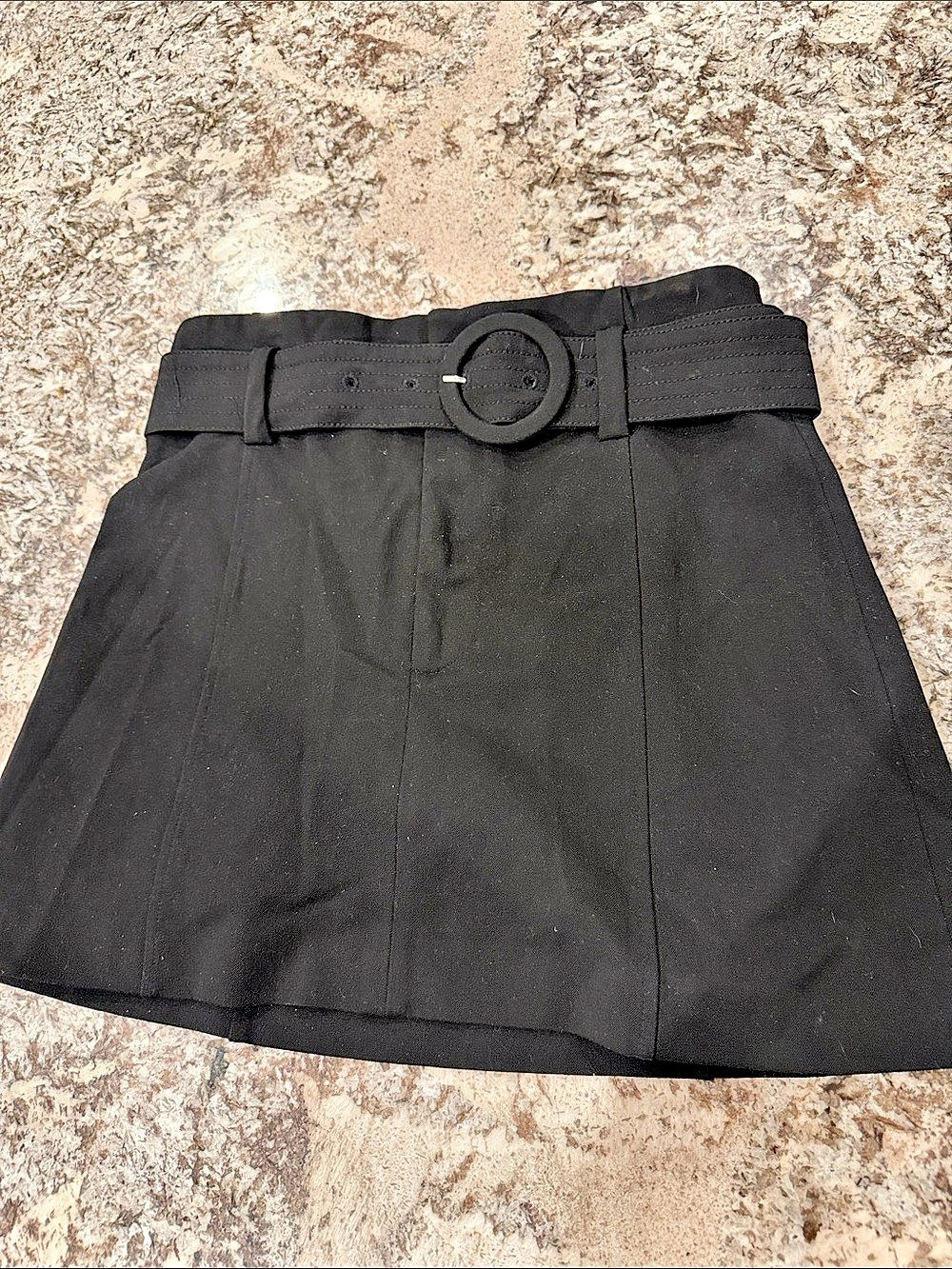 Zara Black Belted Mini Skirt Size Small with built in shorts